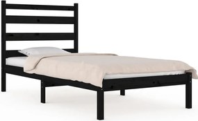vidaXL fekete tömör fenyőfa ágykeret 100 x 200 cm