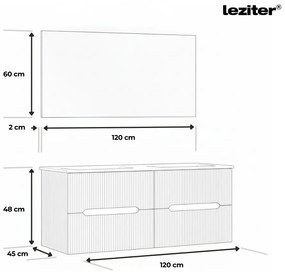 Trent Fürdőszobabútor 120 cm kerámia mosdóval tükörrel 60x120 cm fehér