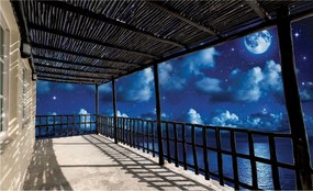 Flizelin fotótapéta Erkély Éjszaka Tenger Csillagok Relaxáció 250x175 +ragasztó