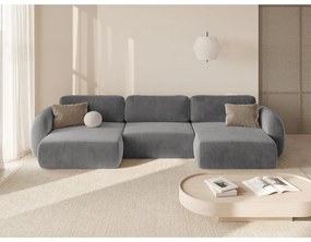 Sötétszürke bársony kinyitható-tárolóhelyes (U alakú) sarokkanapé Tonale – Cosmopolitan Design