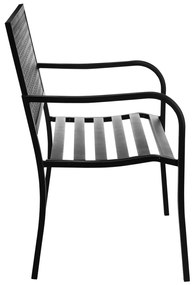 Kerti pad 2 személyes, acél háttámlával és karfával, virágmintával, max 280 kg, fekete, 127