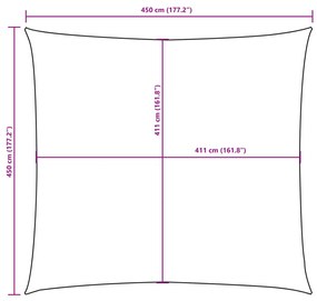 barna négyzet alakú oxford-szövet napvitorla 4,5 x 4,5 m