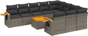 vidaXL 11 részes szürke polyrattan kerti ülőgarnitúra párnákkal