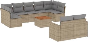 vidaXL 10 részes bézs polyrattan kerti ülőgarnitúra párnával