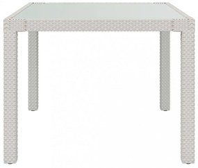 fehér polyrattan és edzett üveg kerti asztal 90 x 90 x 75 cm