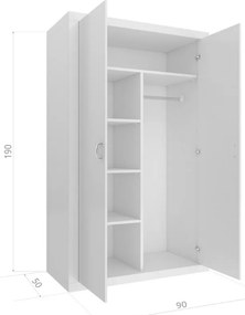 JAKUB Color gyerek ruhásszekrény, fehér/rózsaszín