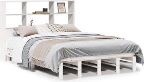 vidaXL fehér tömör fa könyvespolcos ágy matrac nélkül 140 x 200 cm