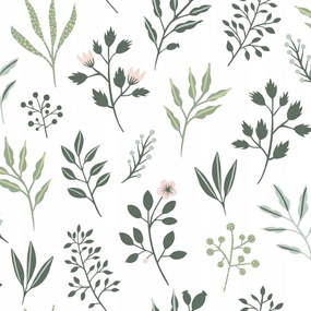 Flizelin tapéta zöld gallyakkal, levelekkel