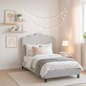 Szürke Bouclé Kárpitozott Ágy 120x200 CRATER