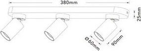 UNIVERSO Spot lámpatest 3xGU10 Max.35w IP20 Fehér 380x60x25mm