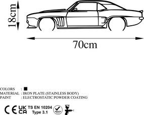 Chevrolet fém fali dekoráció, 70×18 cm – TR891TNL2363