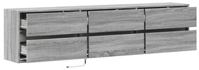 szürke sonoma színű fali TV-szekrény LED-del 180 x 31 x 45 cm