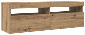kézműves tölgy szerelt fa TV-szekrény LED-ekkel 120x35x40 cm