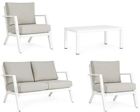 Fehér alumínium négyszemélyes kerti lounge szett Harley – Bizzotto