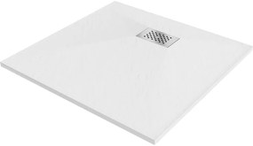 Mexen Hugo négyzetes zuhanytálca SMC 70 x 70 cm, fehér, inox burkolat - 42107070-X