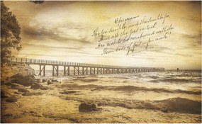 Fotótapéta flizelina Ocean Molo felhők felirat nyugodt tájkép 200x140 +ragasztó