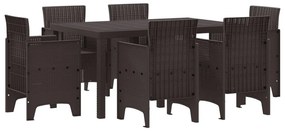7 részes Kert Étkező Garnitúra Barna Poly Rattan