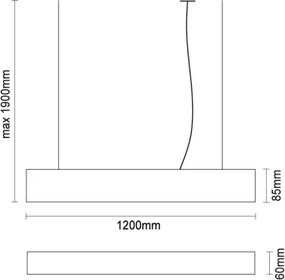 LED csillár kábelen LED/55W/230V 3000/4000/6500K 120 cm fekete