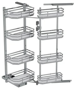 Konyhai fémrács, kamravasalat, 600mm, króm-fehér, csillapított záródás, 8 kosár SIGE, Infinity Plus 230B