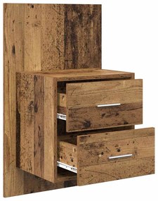 vidaXL Fali éjjeli szekrény 2 pcs Öreg fa 48,5 x 32,5 x 80 cm Faanyag