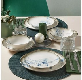 24 darabos étkészlet, fehér/kék, porcelán