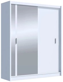 SABRINA gardróbszekrény tükörrel, 180x215 cm, fehér