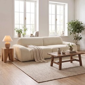 HOMCOM kanapé 3 személyes, lekerekített és keret nélküli, 244 x 95 x 70 cm, krémfehér