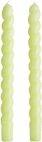 TWISTED gyertya szett 2db, fényes limezöld 25 cm