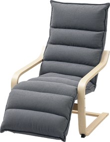 HOMCOM Sötétszürke Fa Hálószobai Relaxáló Fotel, Puhaszövet Kárpit, Állítható Lábpihentető, Modern Dizájn Nappalira és Pihenőszobába | Aosom