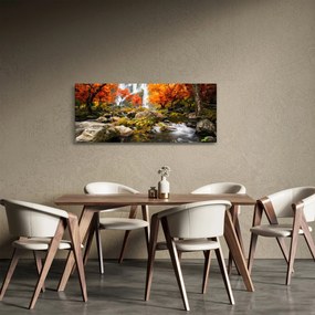 Kép - vízesések a narancssárga erdőben (120x50 cm)
