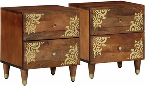 vidaXL Éjjeliszekrény 2 pcs Méz barna 40 x 33 x 46 cm Tömör Mangófát
