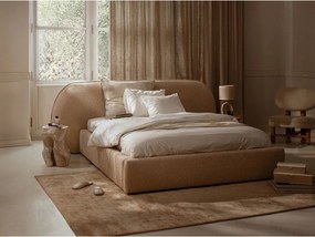 Sötétszürke kárpitozott ágyneműtartós franciaágy ágyráccsal 180x200 cm Ovalo – Micadoni