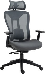Vinsetto Ergonomikus irodai szék, 135-os dőlésszög, állítható magasság 3D, szürke