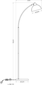 Globo 24703SR Állólámpa, metál rozsdaszínű, matt réz, kapcsolóval, LxWxH:510x250x1550, Foglalat típusa:1xE27 40W 230V