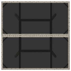 világosszürke polyrattan üveglapos kerti asztal 80 x 80 x 75 cm