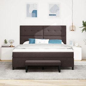 Boxspring ágy matraccal és paddal, sötétbarna, 180x200 cm szövet