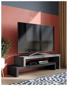 Cliff fekete dupla TV állvány beton dekorral, 125 x 20 cm - TemaHome