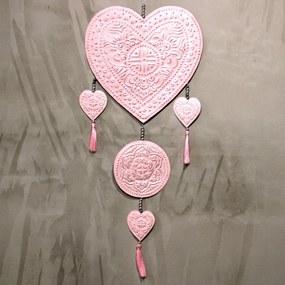 Fém Fali Dekoráció - Szív, rózsaszín