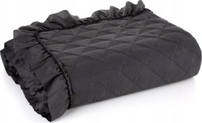 Dekoratív ágytakaró Vanesa 200x220 fekete steppelt, fodros