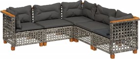 vidaXL 5 részes szürke polyrattan kerti ülőgarnitúra párnákkal
