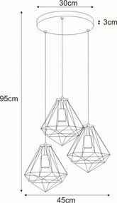 KAJA K-4006 MARKO Fekete Színű Függeszték 3xE27 15W IP20