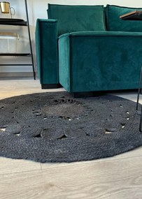 Kerek juta szőnyeg MAYA 100 cm, fekete