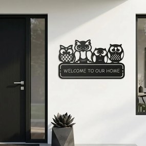 Welcome Home fali dekoráció – bagoly edition, lézerrel vágott acél