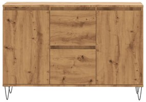 kézműves tölgy színű szerelt fa tálalószekrény 104 x 35 x 70 cm