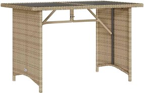 vidaXL bézs polyrattan üveglapos kerti asztal 110x68x70 cm