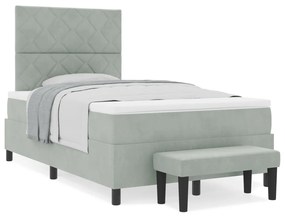 Box Spring Ágy Matraccal és Padot Világosszürke 120x190 cm Bársony