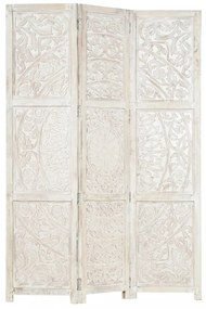 3-paneles fehér mangófa kézzel faragott térelválasztó 120x165cm