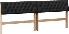 vidaXL Kárpitozott fejtámla Fekete 200 cm Tömör fenyőfa