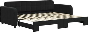vidaXL fekete kihúzható bársony heverő 90x200 cm