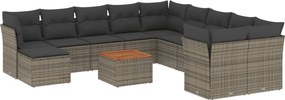 vidaXL 12 részes szürke polyrattan kerti ülőgarnitúra párnákkal